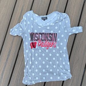 Wisconsin Badgers Women's Gray Polka Dot Tee